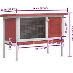 vidaXL Konijnenhok voor buiten met 1 verdieping hout rood
