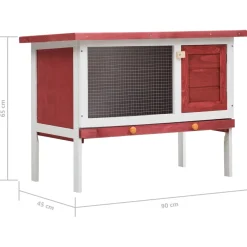 vidaXL Konijnenhok voor buiten met 1 verdieping hout rood