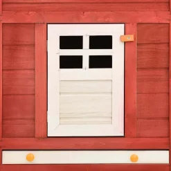 vidaXL Konijnenhok voor buiten met ren massief vurenhout rood en wit