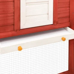 vidaXL Konijnenhok voor buiten met ren massief vurenhout rood en wit