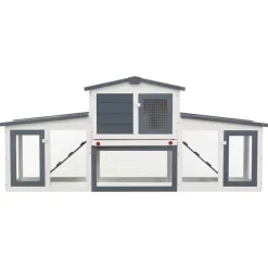 vidaXL Konijnenhok voor buiten groot 201x45x85 cm hout grijs en wit