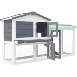 vidaXL Konijnenhok voor buiten groot 145x45x84 cm hout grijs en wit