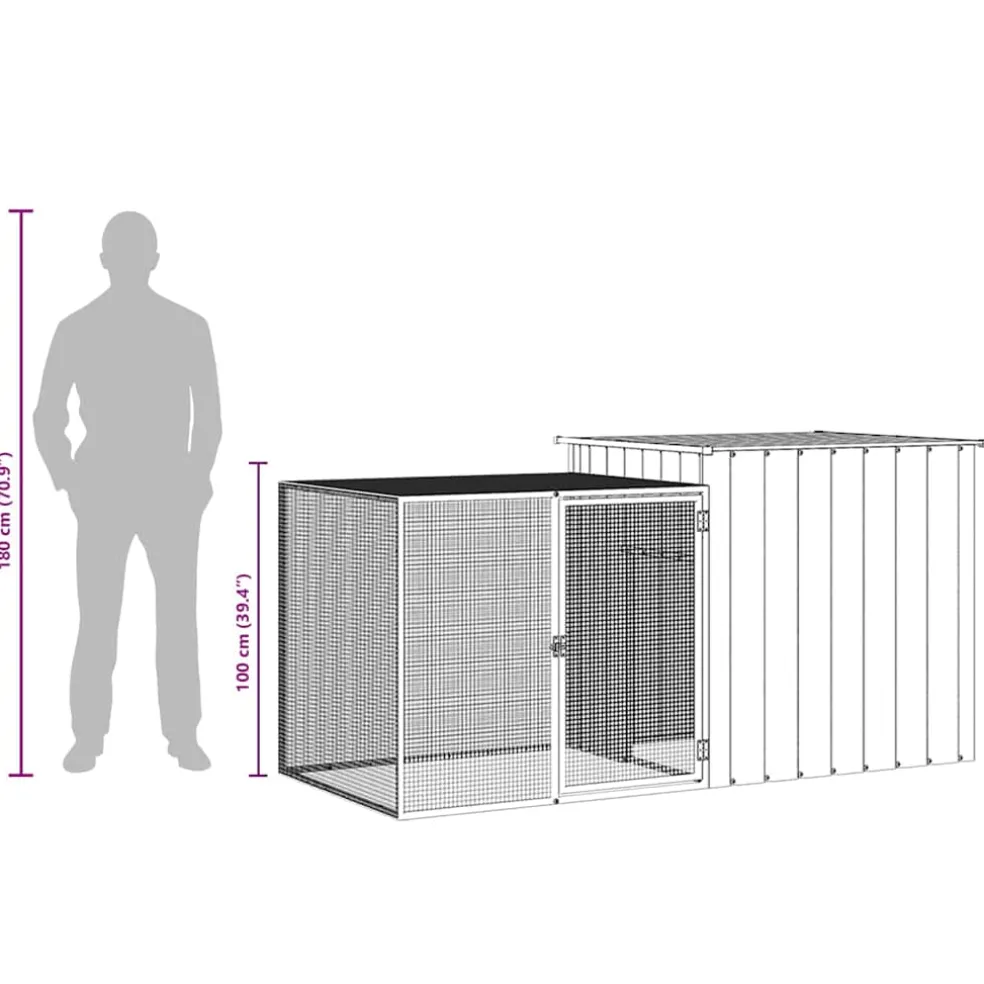 vidaXL Konijnenhok 200x91x100 cm gegalvaniseerd staal antracietkleurig