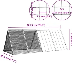 vidaXL Konijnenhok 201,5x80,5x71 cm gegalvaniseerd staal antraciet