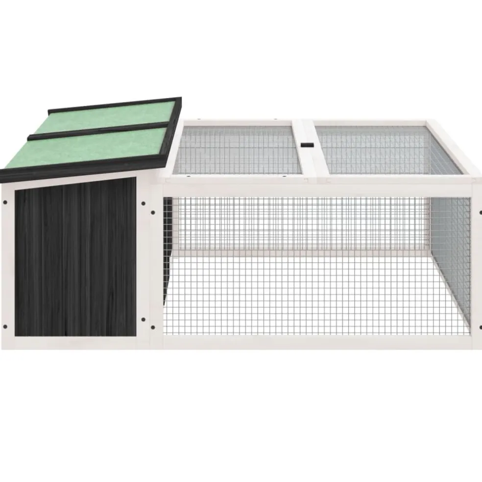 vidaXL Konijnenhok 117,5x97x47,5 cm massief grenenhout grijs