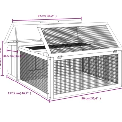 vidaXL Konijnenhok 117,5x97x47,5 cm massief grenenhout grijs