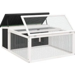 vidaXL Konijnenhok 117,5x97x47,5 cm massief grenenhout grijs
