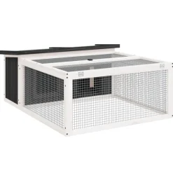 vidaXL Konijnenhok 117,5x97x47,5 cm massief grenenhout grijs