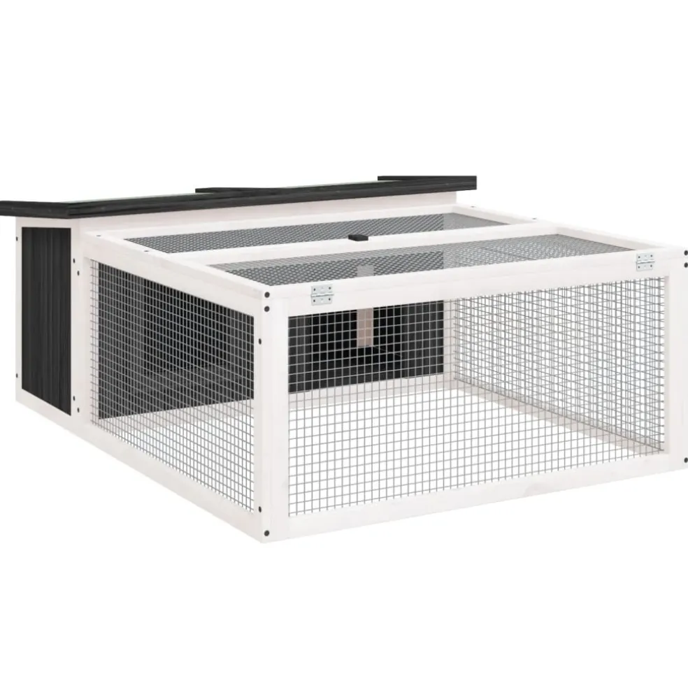 vidaXL Konijnenhok 117,5x97x47,5 cm massief grenenhout grijs