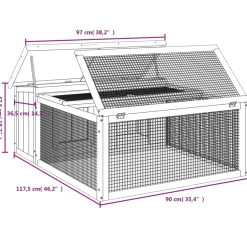 vidaXL Konijnenhok 117,5x97x47,5 cm massief grenenhout bruin