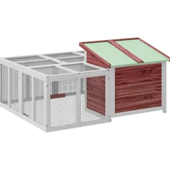 vidaXL Konijnenhok 144x123x67,5 cm massief grenenhout mokkakleurig