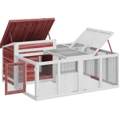 vidaXL Konijnenhok 144x123x67,5 cm massief grenenhout mokkakleurig