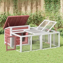 vidaXL Konijnenhok 144x123x67,5 cm massief grenenhout mokkakleurig