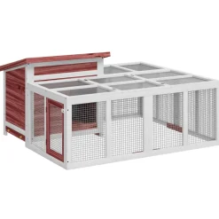 vidaXL Konijnenhok 144x123x67,5 cm massief grenenhout mokkakleurig