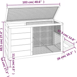 vidaXL Konijnenhok 103x44x69,5 cm massief grenenhout rood