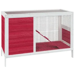 vidaXL Konijnenhok 103x44x69,5 cm massief grenenhout rood