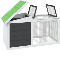 vidaXL Konijnenhok 100,5x54x55 cm massief grenenhout grijs