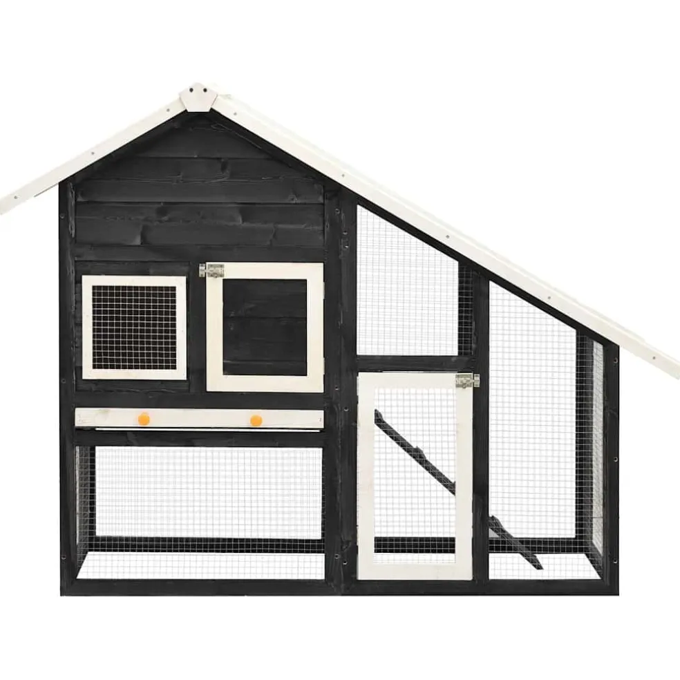 vidaXL Konijnenhok 140x63x120 cm massief vurenhout grijs en wit