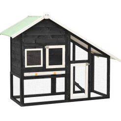 vidaXL Konijnenhok 140x63x120 cm massief vurenhout grijs en wit