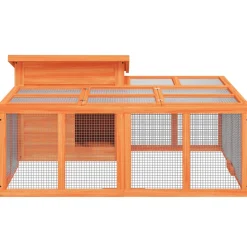vidaXL Konijnenhok 144x123x67,5 cm massief grenenhout bruin