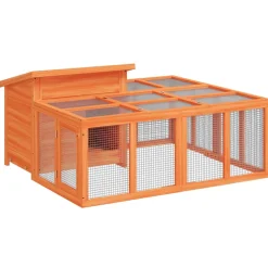 vidaXL Konijnenhok 144x123x67,5 cm massief grenenhout bruin