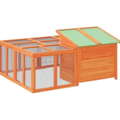 vidaXL Konijnenhok 144x123x67,5 cm massief grenenhout bruin