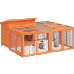 vidaXL Konijnenhok 144x123x67,5 cm massief grenenhout bruin