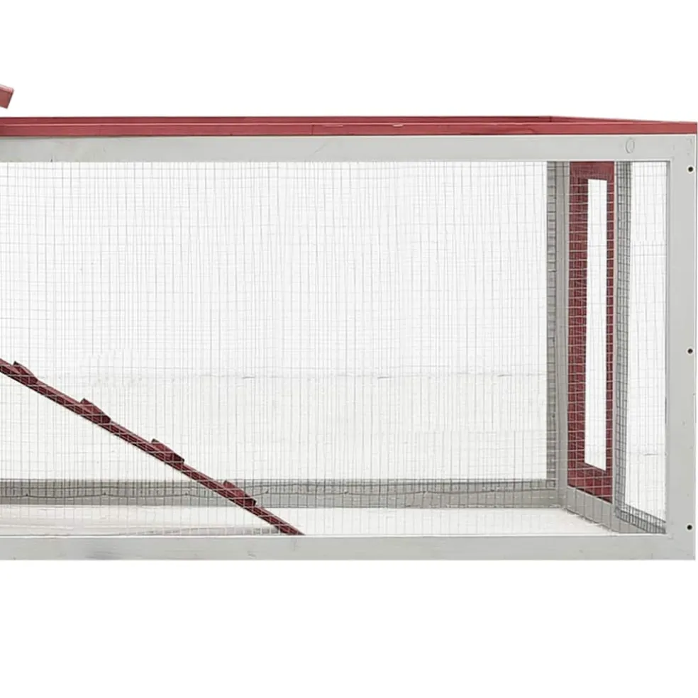vidaXL Konijnenhok 310x70x87 cm massief grenen- en vurenhout rood