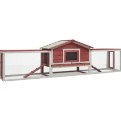 vidaXL Konijnenhok 310x70x87 cm massief grenen- en vurenhout rood