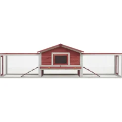 vidaXL Konijnenhok 310x70x87 cm massief grenen- en vurenhout rood