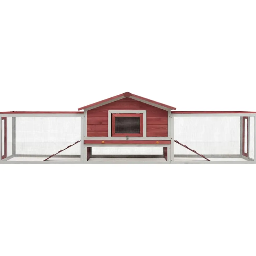 vidaXL Konijnenhok 310x70x87 cm massief grenen- en vurenhout rood