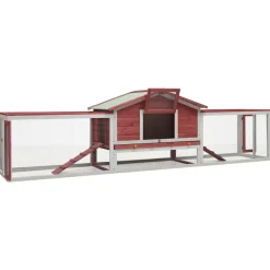 vidaXL Konijnenhok 310x70x87 cm massief grenen- en vurenhout rood