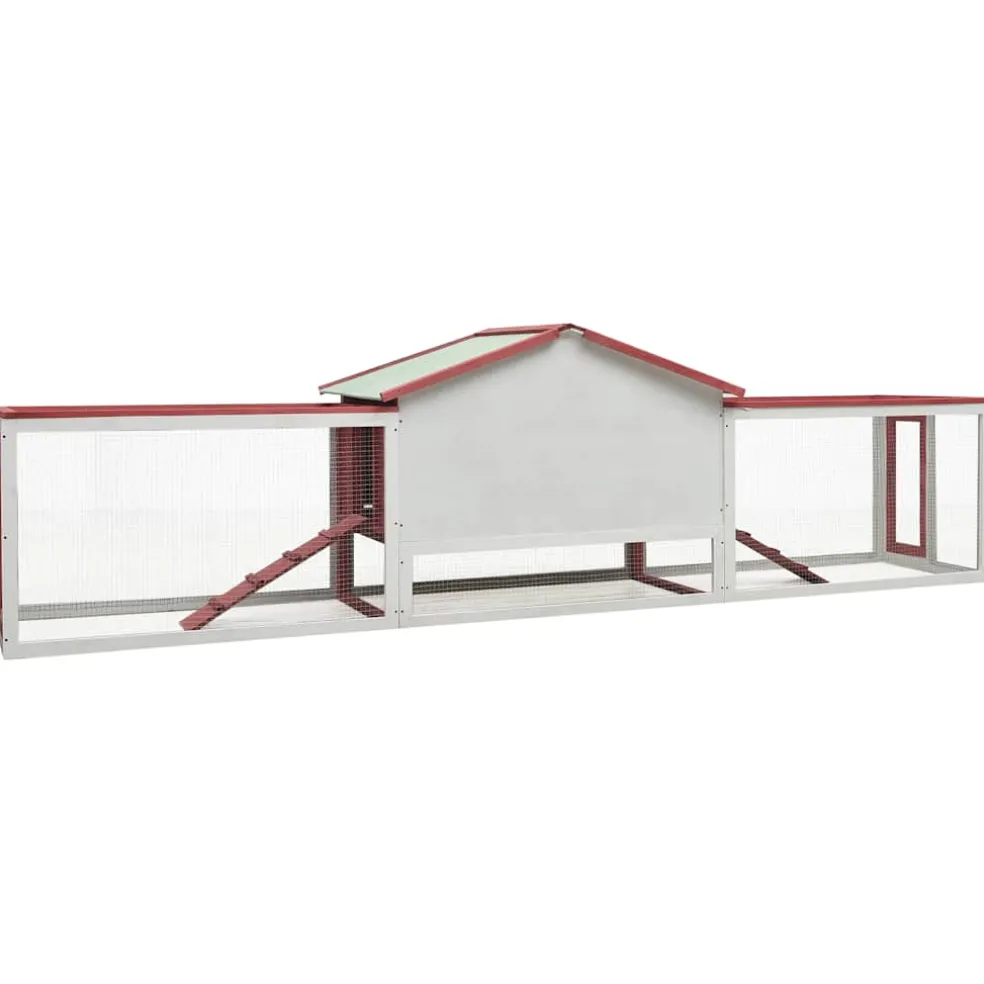 vidaXL Konijnenhok 310x70x87 cm massief grenen- en vurenhout rood