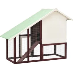 vidaXL Konijnenhok 140x63x120 cm massief vurenhout mokka en wit