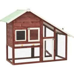 vidaXL Konijnenhok 140x63x120 cm massief vurenhout mokka en wit