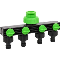 vidaXL Kraanadapter 4-wegs 19,5x6x11 cm ABS & PP groen en zwart