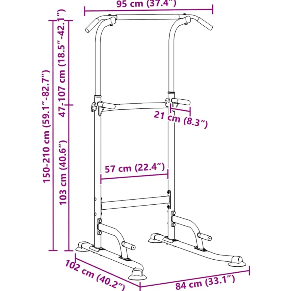 vidaXL Kracht Toren Dip Station Zwart 102 x 95 x 210 cm