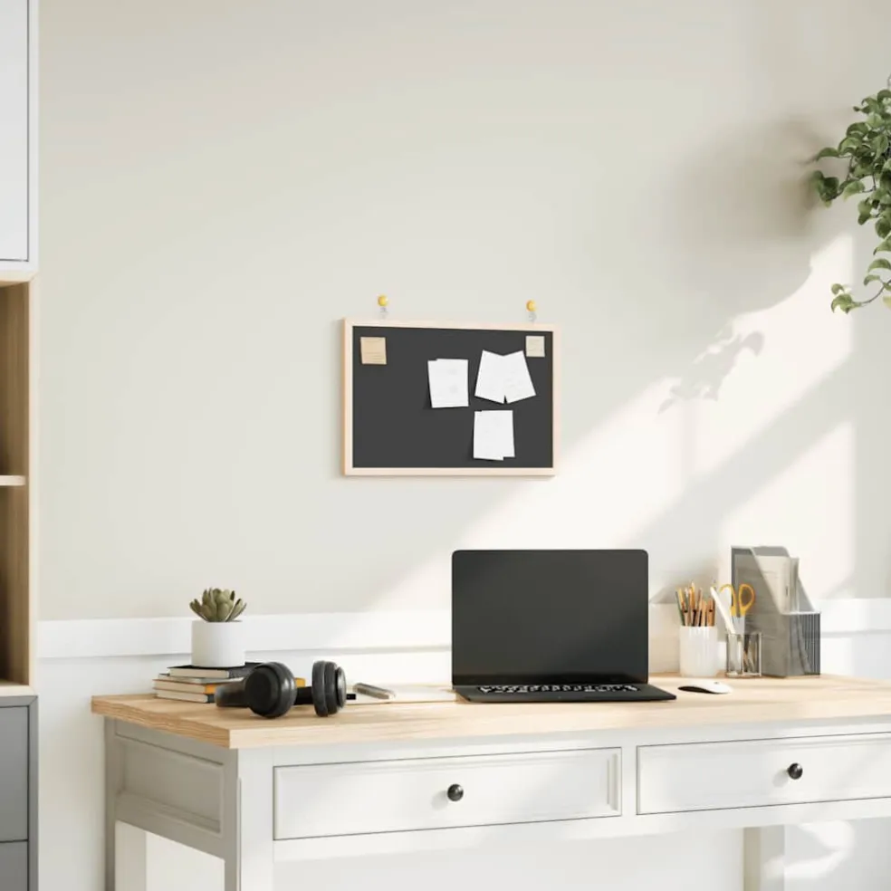vidaXL Krijtbord met massief grenenhouten frame 40x30 cm zwart