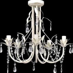 vidaXL Kristallen kroonluchter met wit elegant design (5 lampen)
