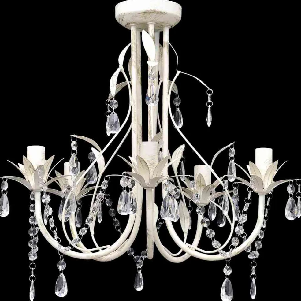 vidaXL Kristallen kroonluchter met wit elegant design (5 lampen)