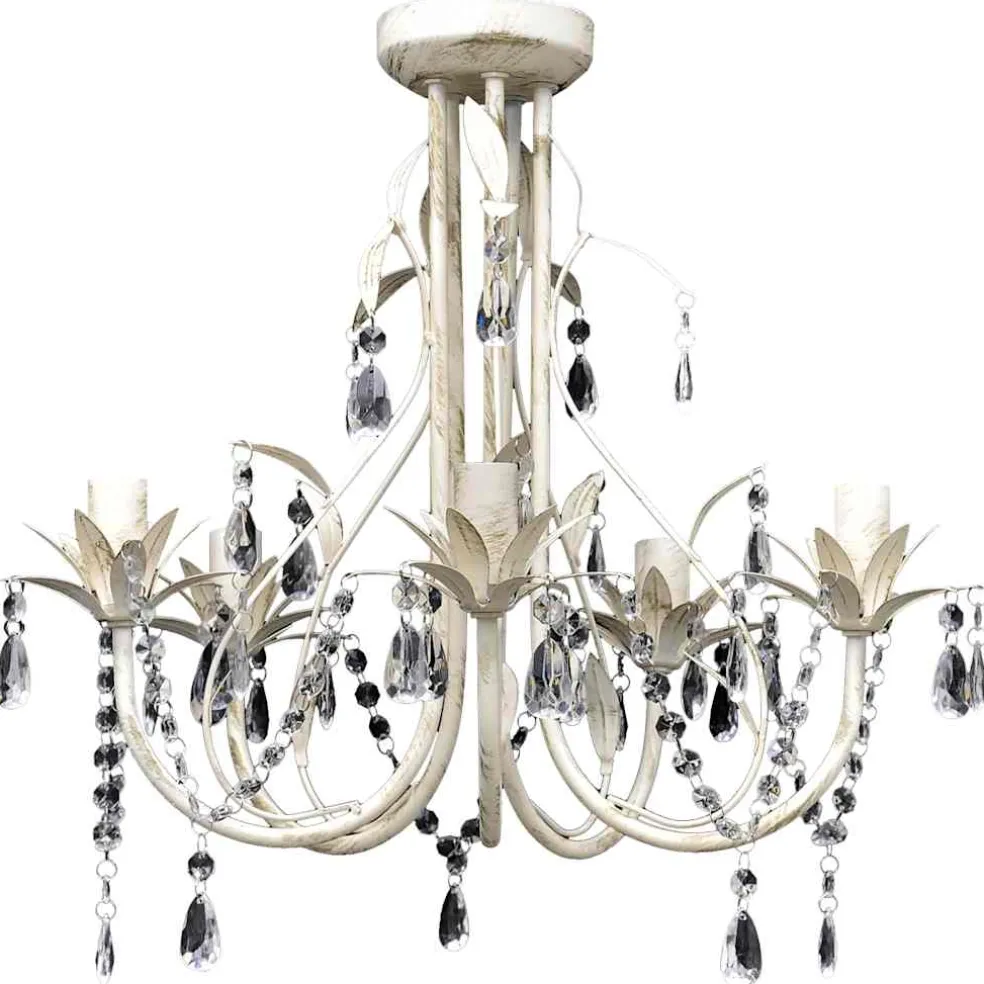 vidaXL Kristallen kroonluchter met wit elegant design (5 lampen)