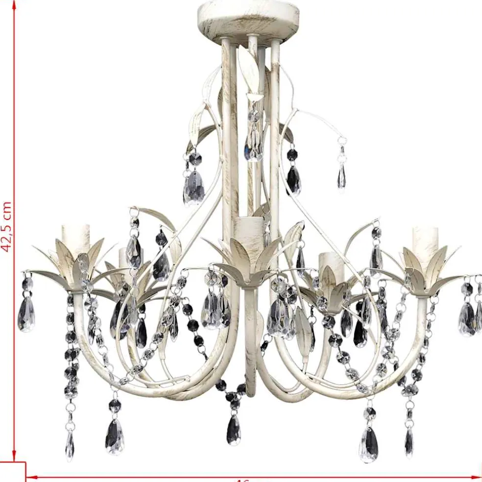 vidaXL Kristallen kroonluchter met wit elegant design (5 lampen)