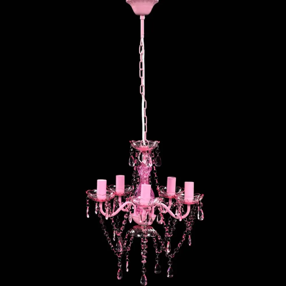 vidaXL Kristallen licht met 5 gloeilampen rosa