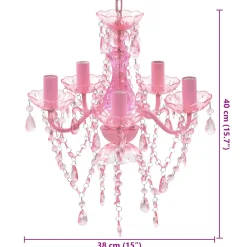 vidaXL Kristallen licht met 5 gloeilampen rosa