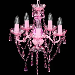 vidaXL Kristallen licht met 5 gloeilampen rosa