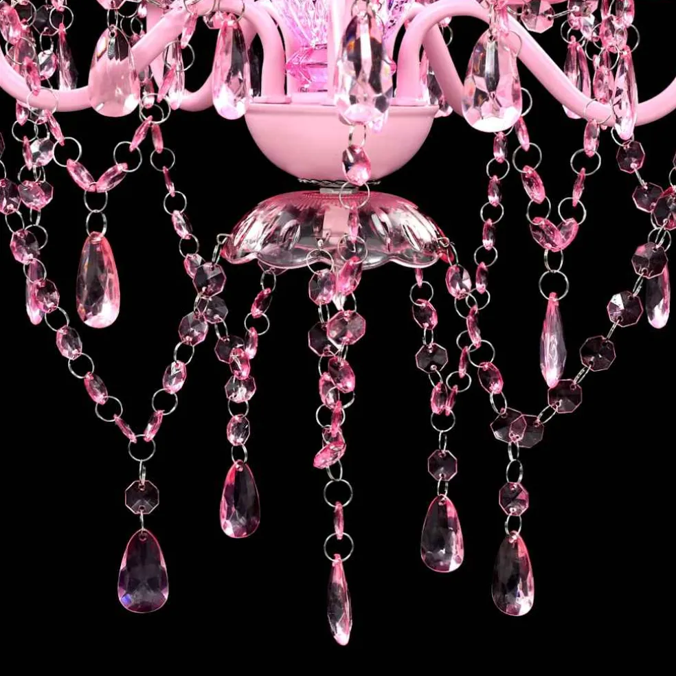 vidaXL Kristallen licht met 5 gloeilampen rosa