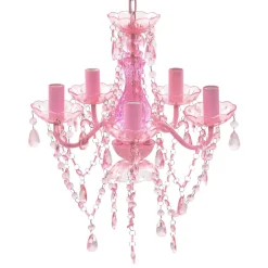 vidaXL Kristallen licht met 5 gloeilampen rosa