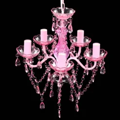 vidaXL Kristallen licht met 5 gloeilampen rosa