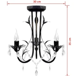 vidaXL Kroonluchter art nouveau metaal kristallen 3 lampen zwart