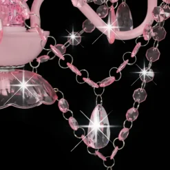 vidaXL Kroonluchter met kralen rond 3xE14 roze